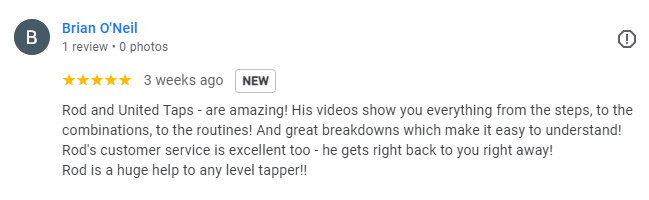 5 Star Google Review of United Taps by Brian O&apos;Neil